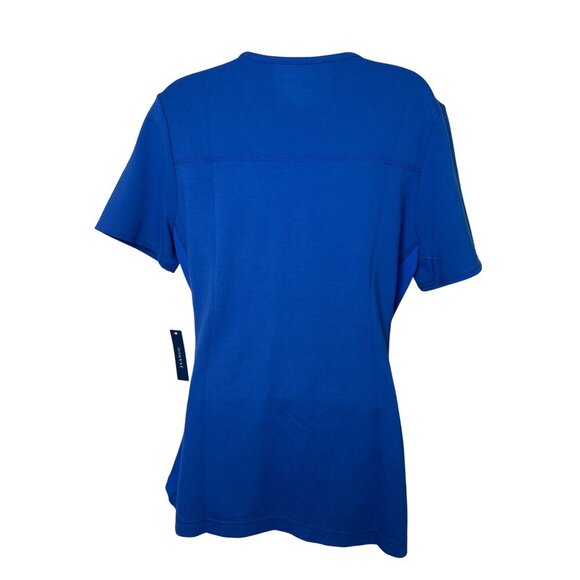 Jaanuu Fit & Flare Scrub Top, Navy Blue, V-Neck Short Sleeve, Size: M, NWT - Picture 4 of 9